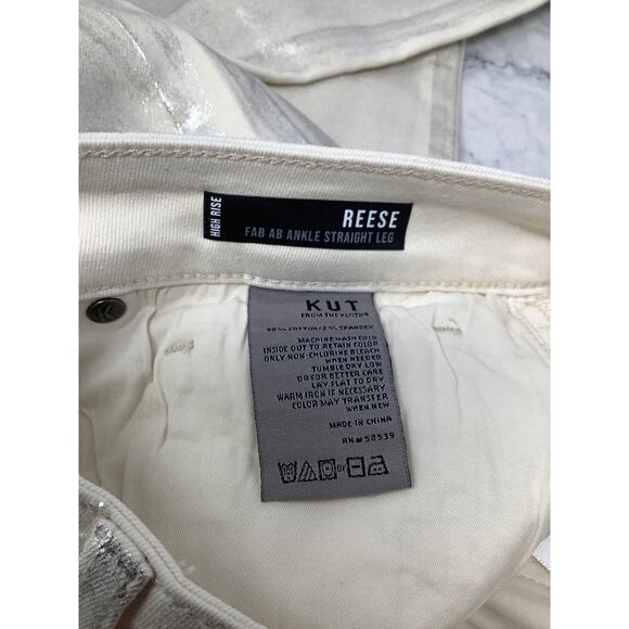 KUT from the Kloth 6 Silver Reese High-Rise Fab AB Ankle Straight Jeans G4-1 - Picture 11 of 12
